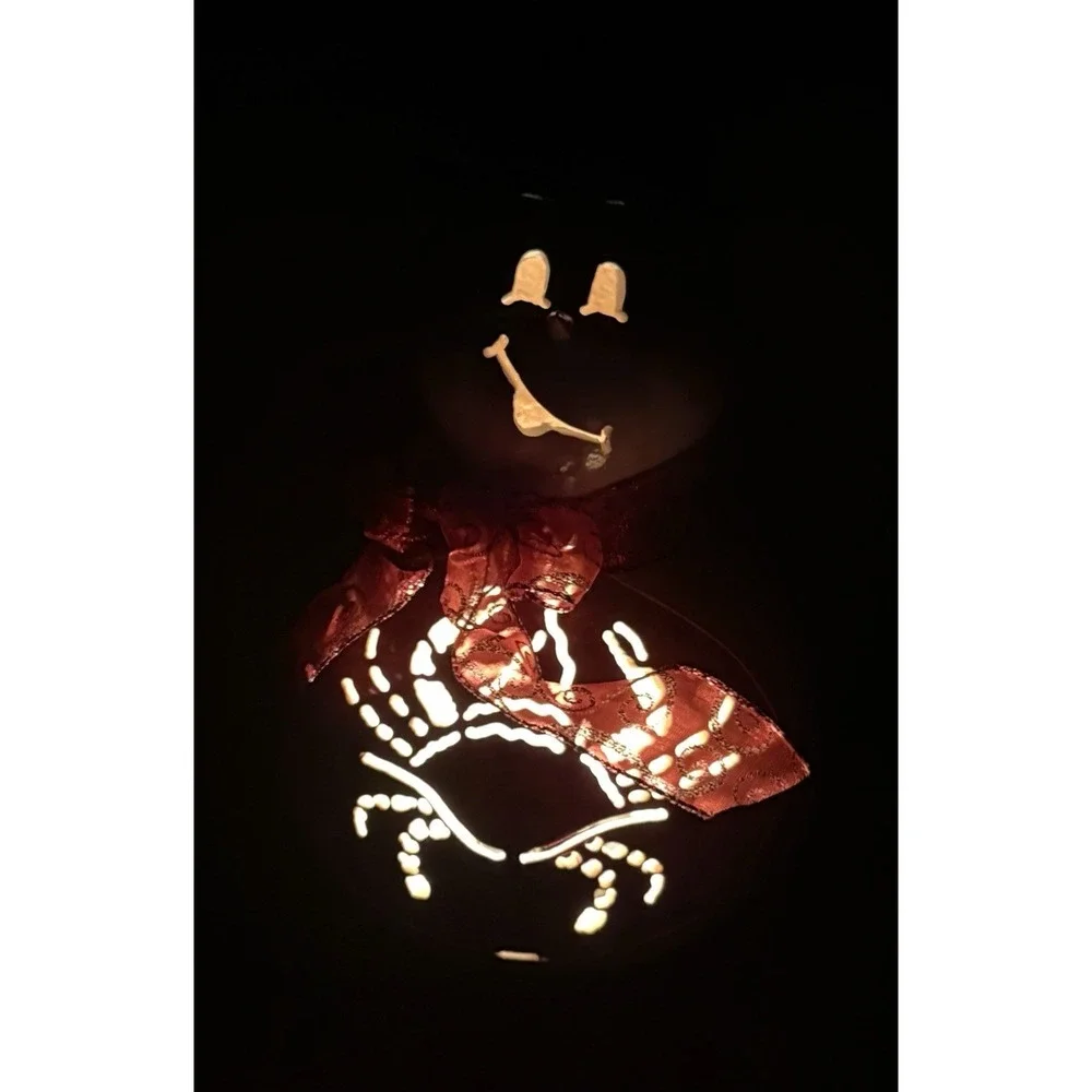 Vtg‎ Light Up Snowman Gourd W/ Crab Wearing Santa Hat Cut Out Hand Painted 12
